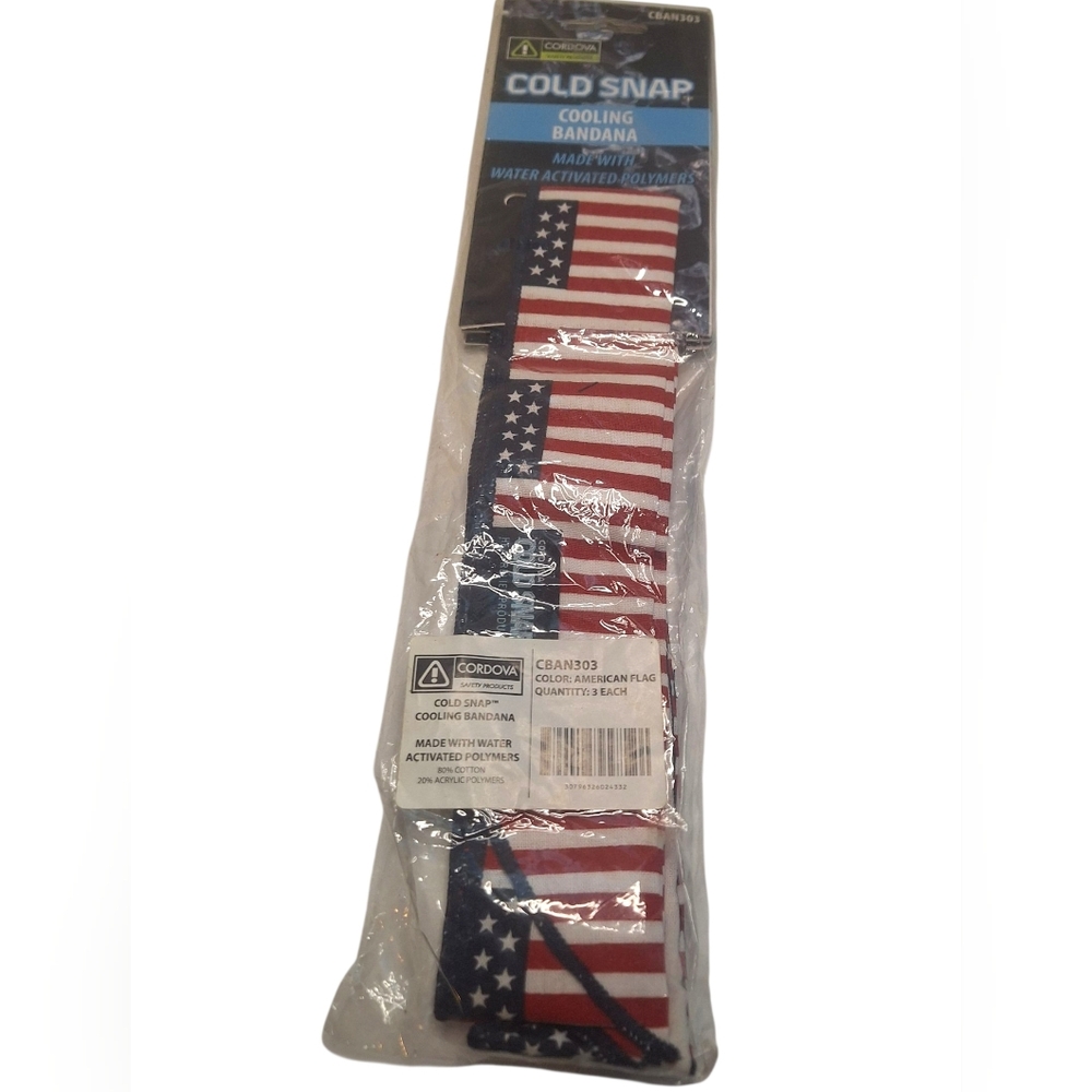 Cordova American Flag Cold Snap Cooling Bandana Safety Product Water Activated